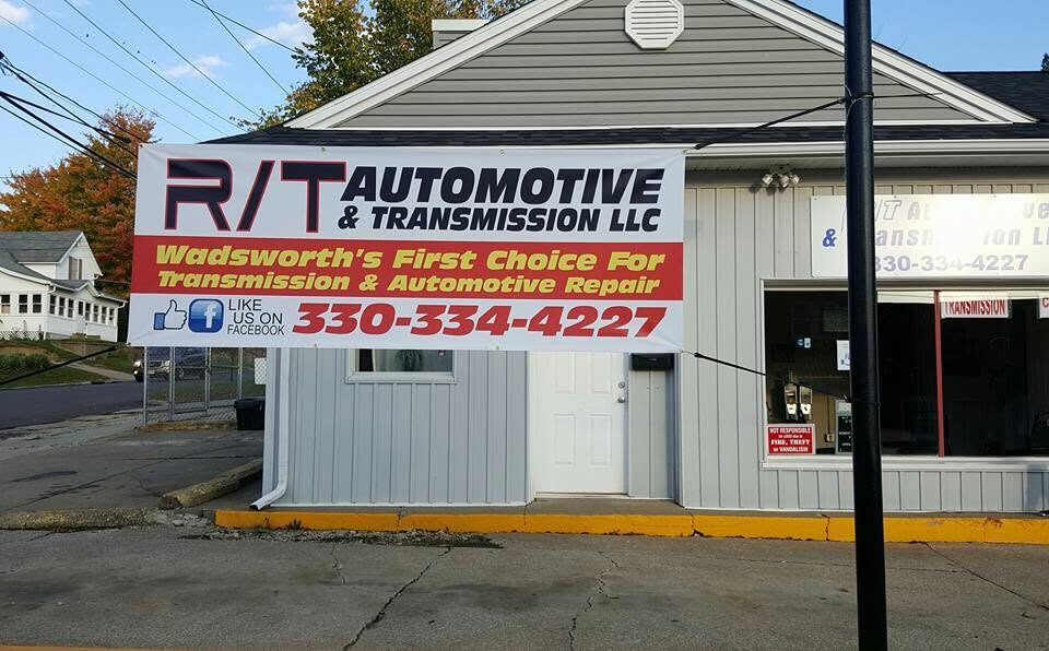R/T Automotive & Transmission storefront on Main Street in Wadsworth, Ohio, Wadsworth's first choice for transmission and automotive repair